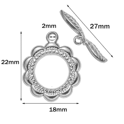Premium Stainless Steel Toggle Clasps - 5 Sets